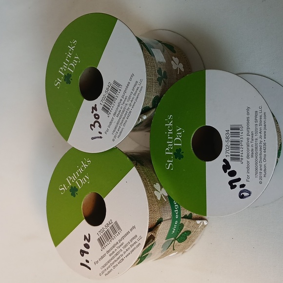 Shamrock Print Wire Edge Ribbon - Picture 2 of 6